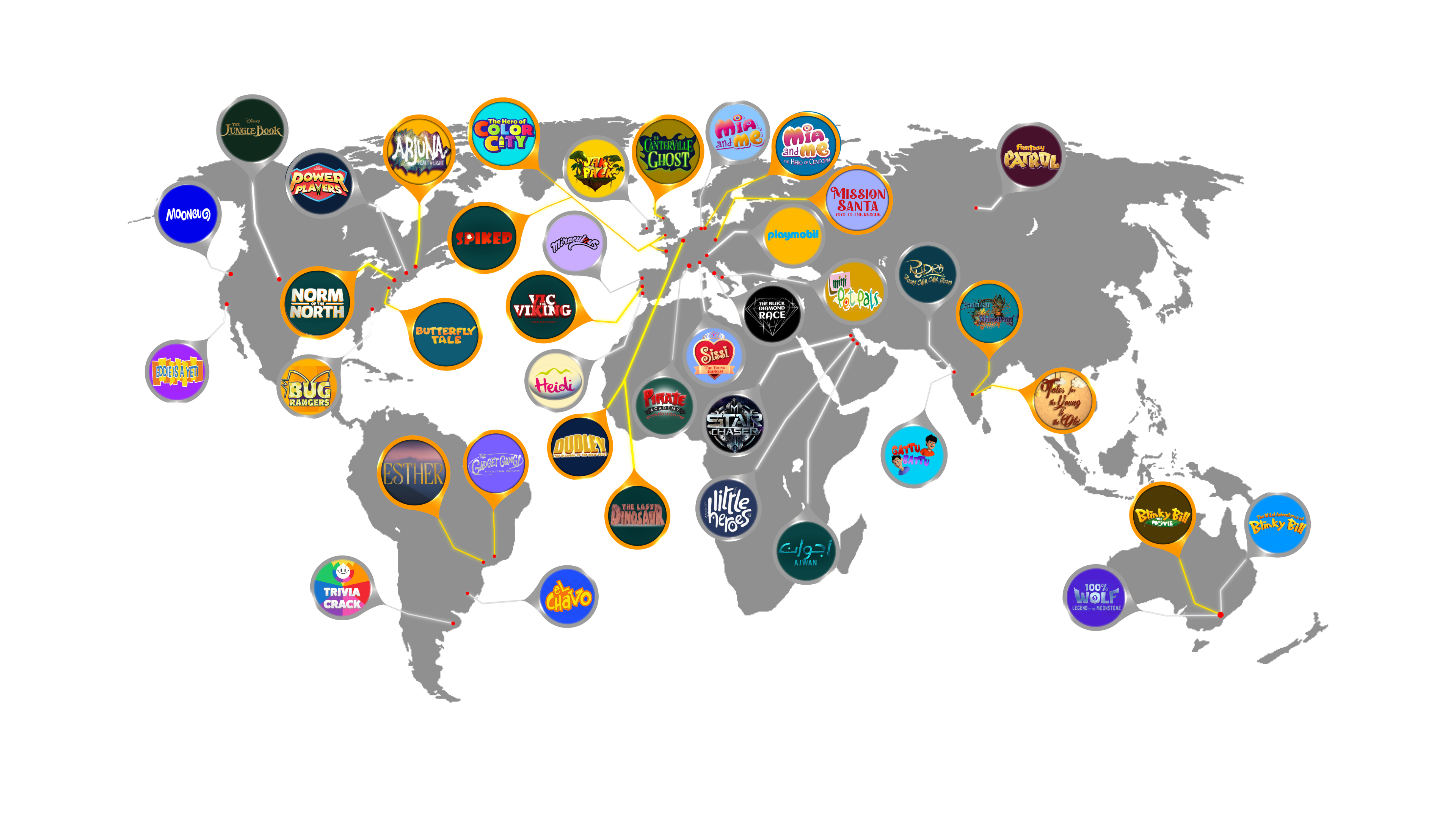 Studio 56 Worldwide Broadcast & Global Distribution Pins Map